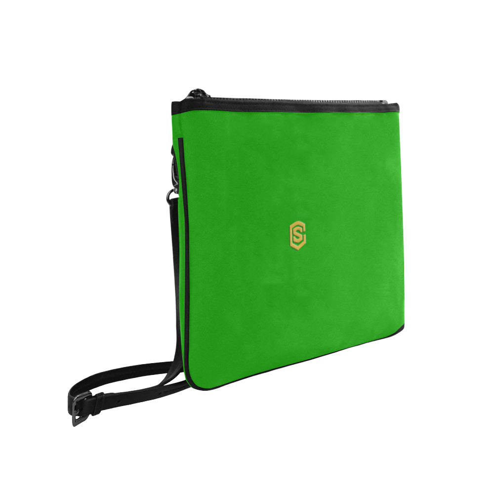 GREEN SLIM CLUTCH BAG  gold logo Slim Clutch Bag (Model 1668)