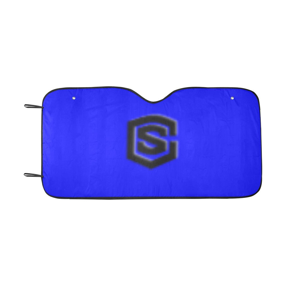 BLUE AUTO SUN SHADE WITH BLACK LOGO Auto Sun Shade 55" x 29.53"