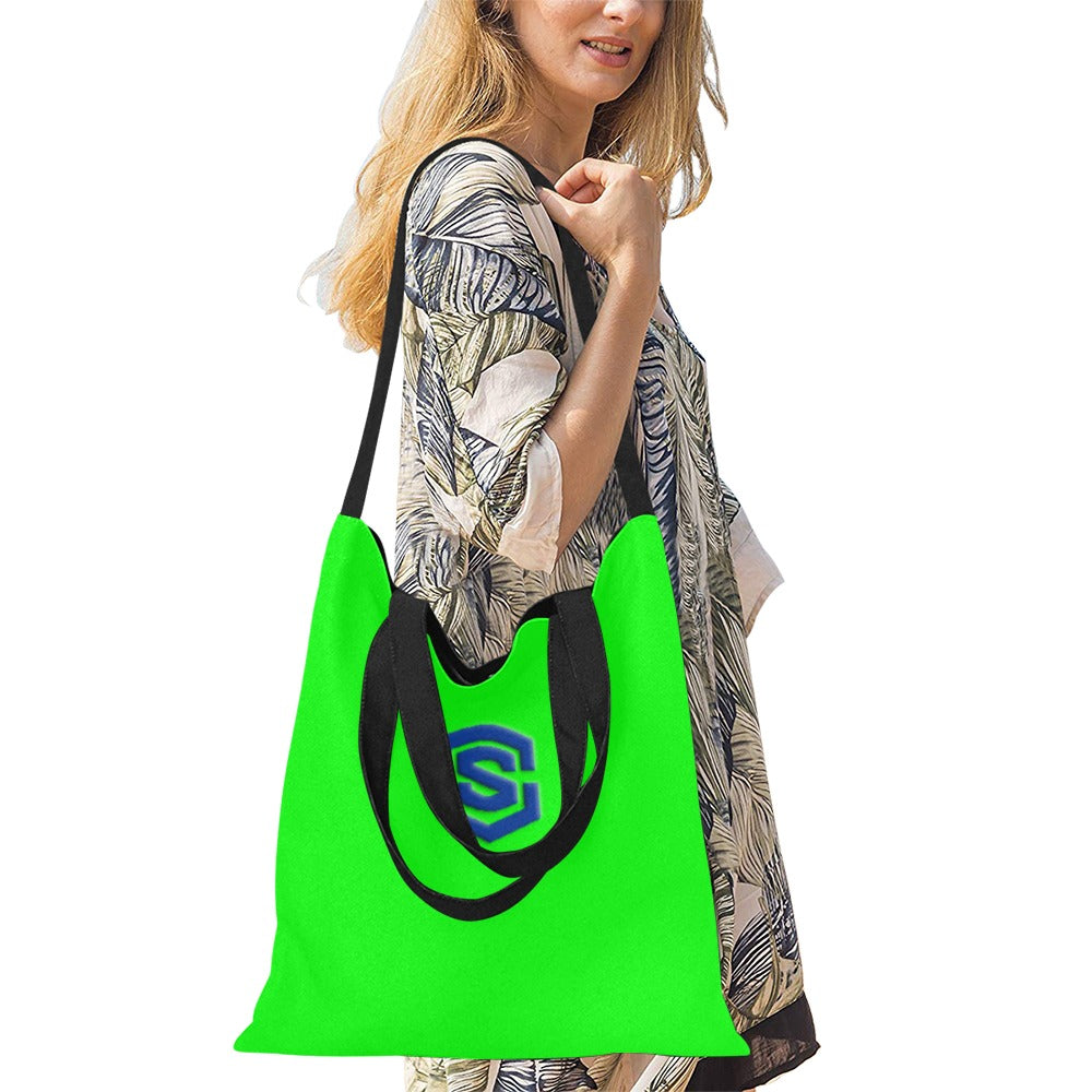 Green All Over Print Canvas Tote Bag With Blue Logo All Over Print Canvas Tote Bag(Model1698)(Medium)