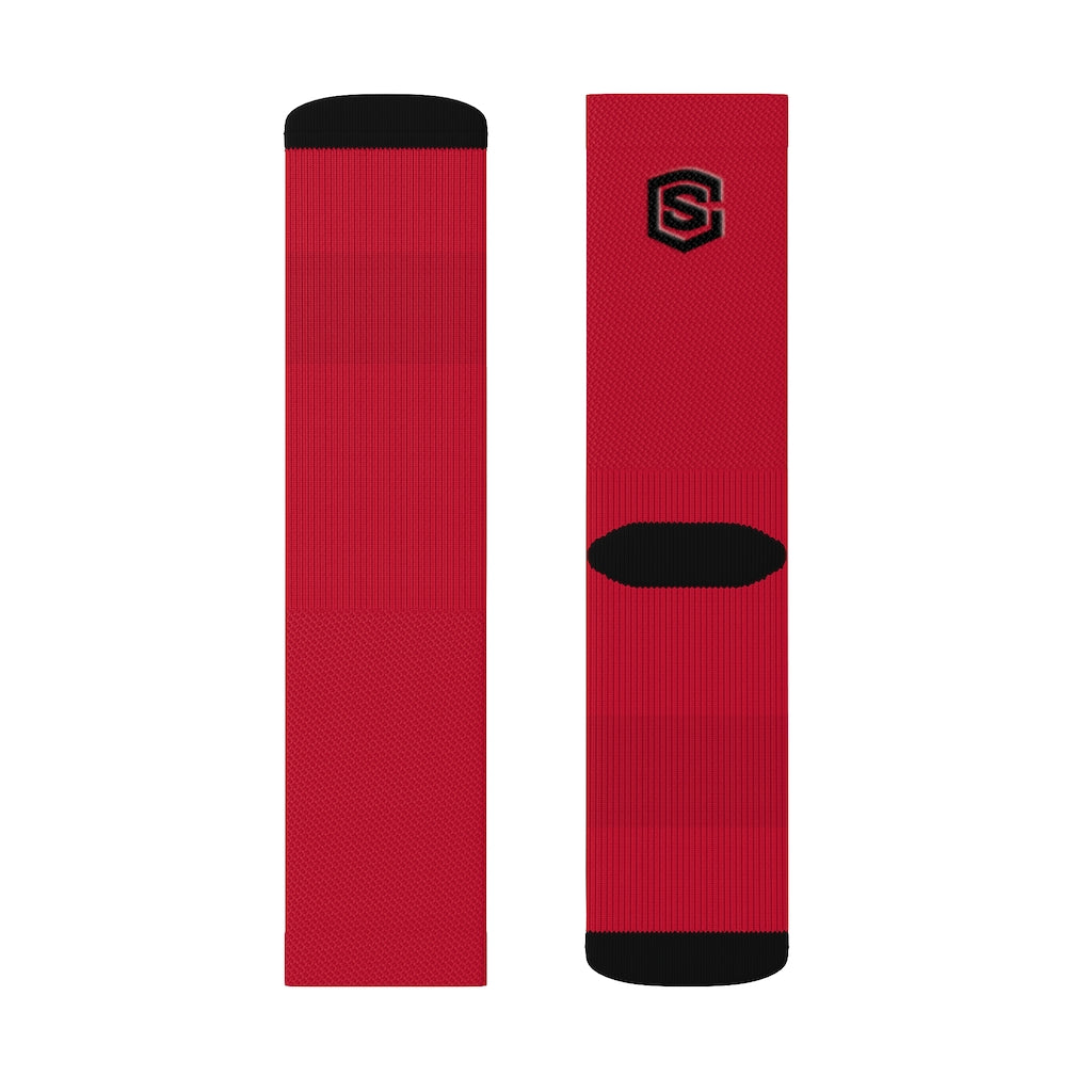 Red Sublimation Socks Black Logo