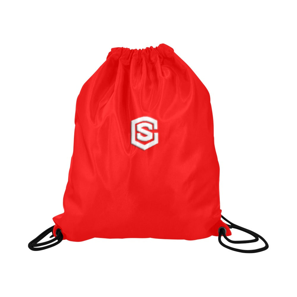 Red Drawstring Bags Large With White Logo Drawstring Bags (Model 1604) (Large)