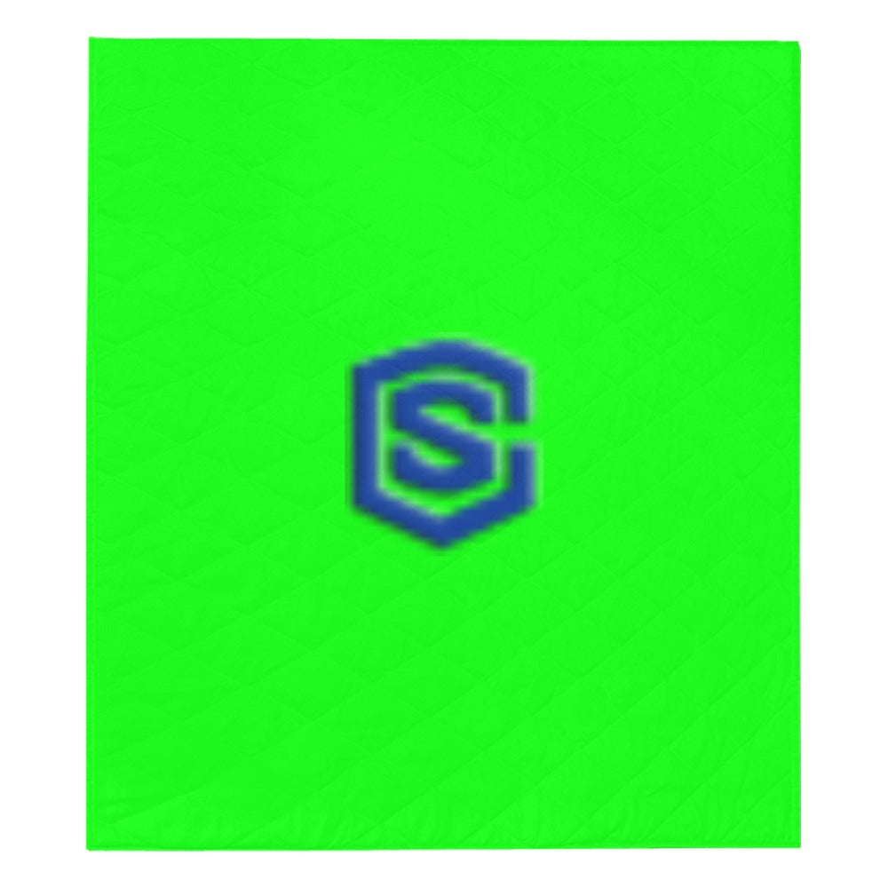 Green Quilt with Blue Logo Custom Quilt  70" x 80"