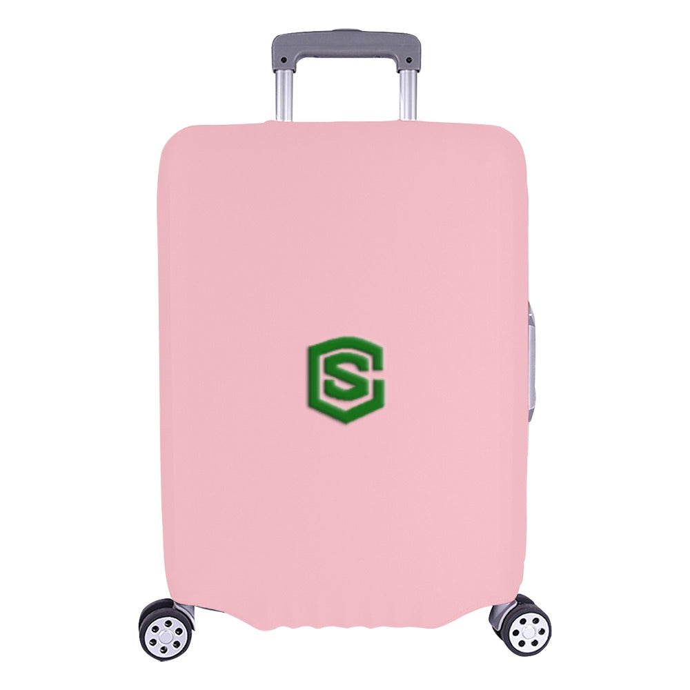 PINK LUGGAGE COVER WITH GREEN  LOGO Luggage Cover (Large Size) (26"-28")