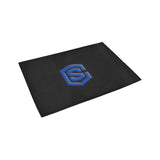 Black Door Mat with Blue Logo Doormat 24" x 16" (Sponge Material)