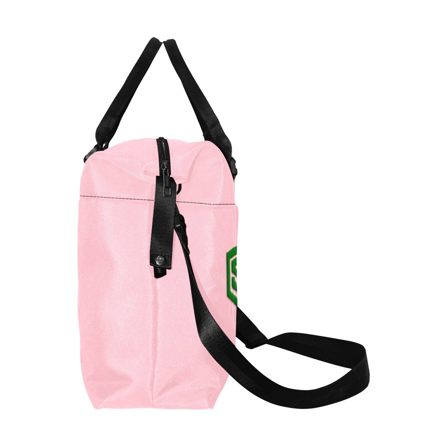 Pink Large Capacity Duffle Bag With Green Logo Large Capacity Duffle Bag(Model1715)