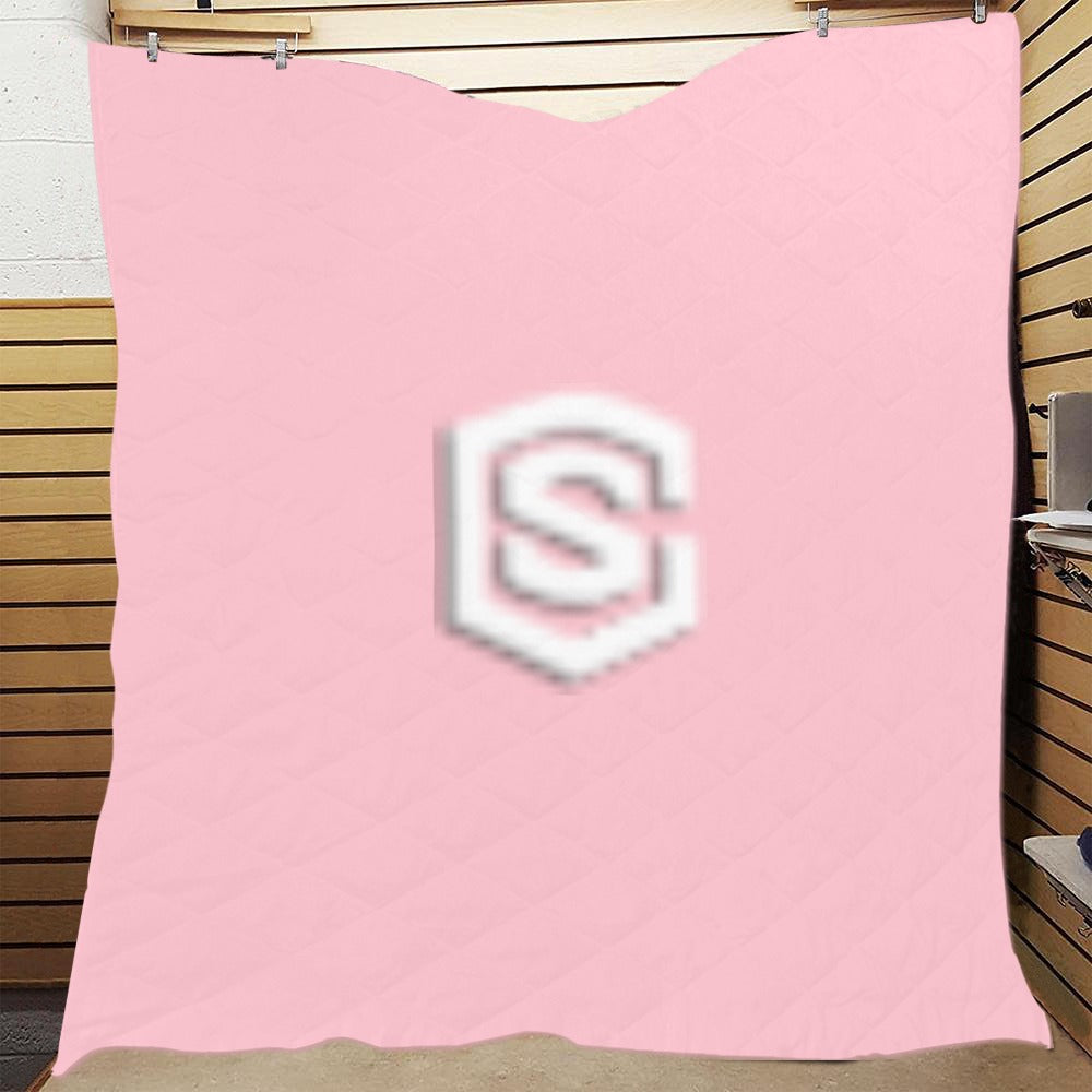 Pink Quilt with White Logo Custom Quilt  70" x 80"