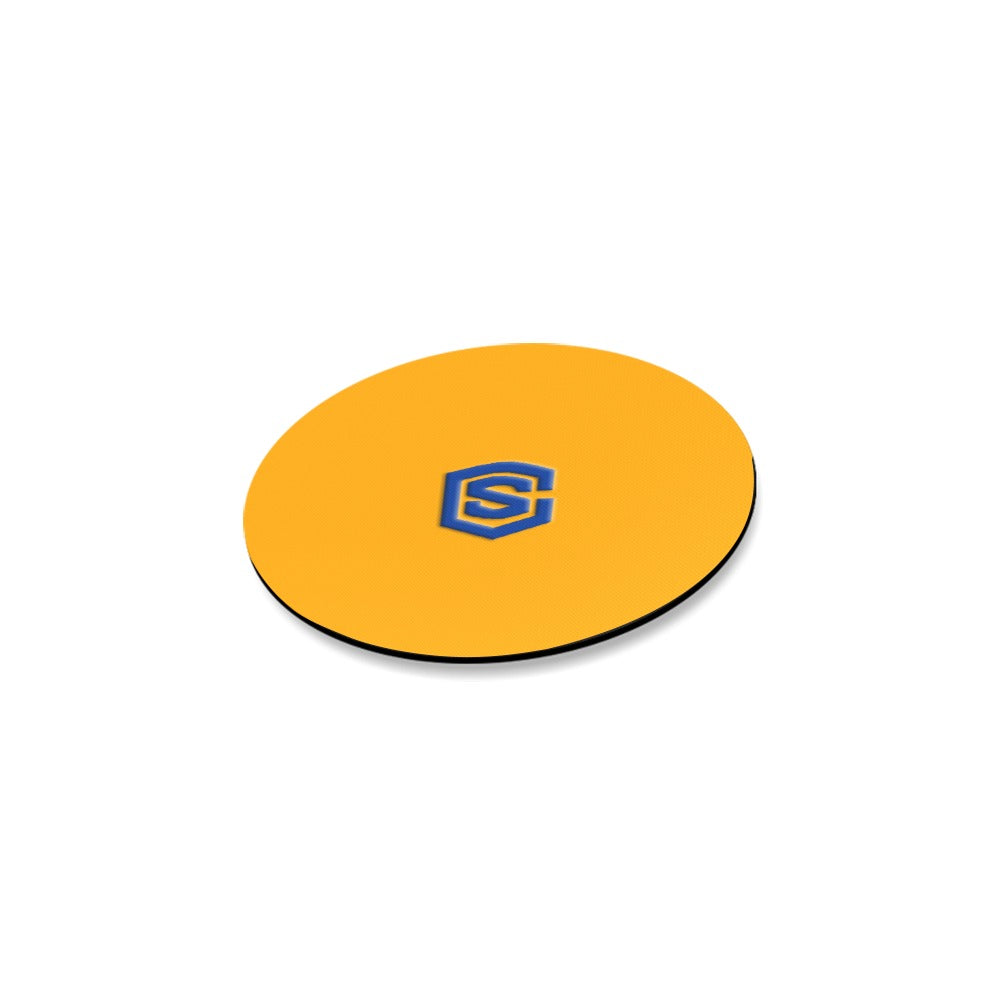 Orange Round Coaster with Blue Logo Round Coaster