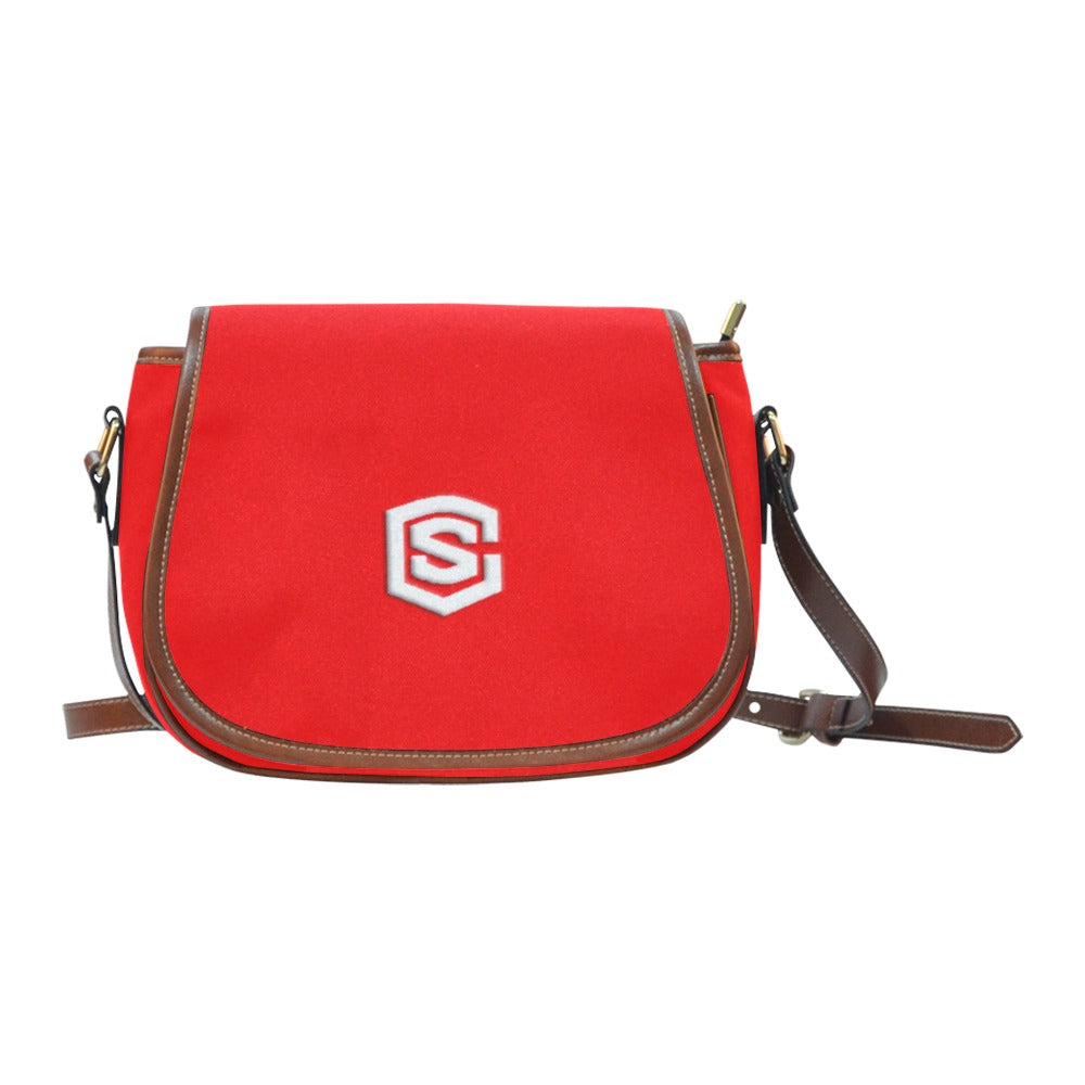 RED Saddle Bag WITH WHITE LOGO Saddle Bag (Model 1649) (Small)