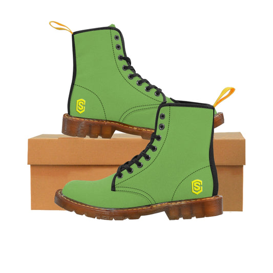 Green Men's Canvas Boots Yellow Logo