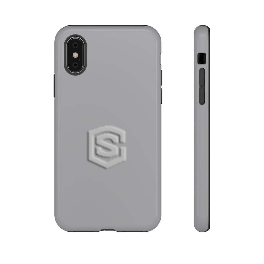 Grey Tough Cases Silver Logo