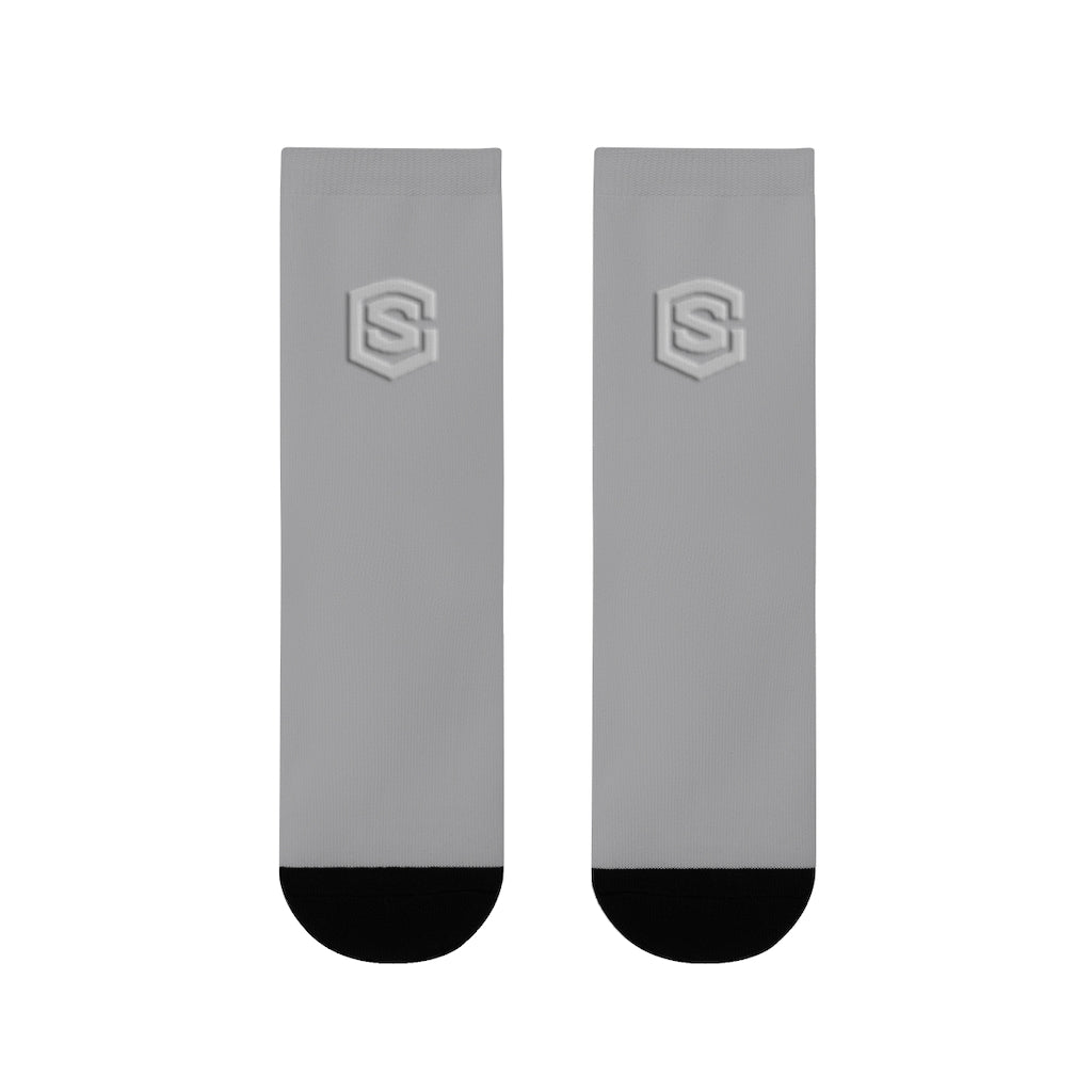 Grey Sublimation Crew Socks (EU) Silver Logo