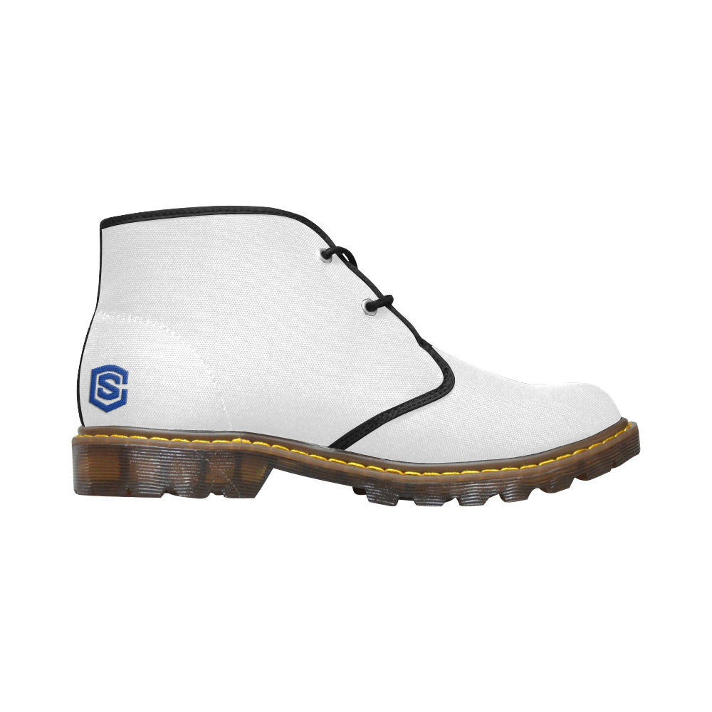 blue logo Women's Canvas Chukka Boots (Model 2402-1)
