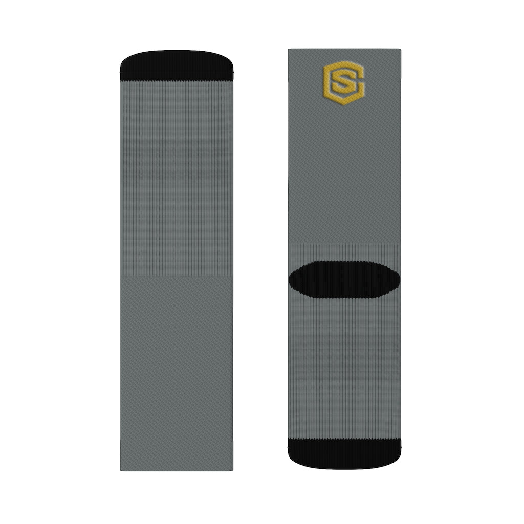 Dark Grey Sublimation Socks Gold Logo