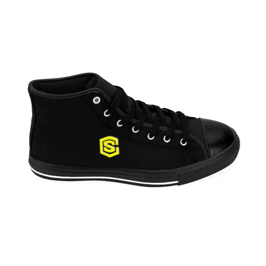 black Men's High-top Sneakers - yellow logo