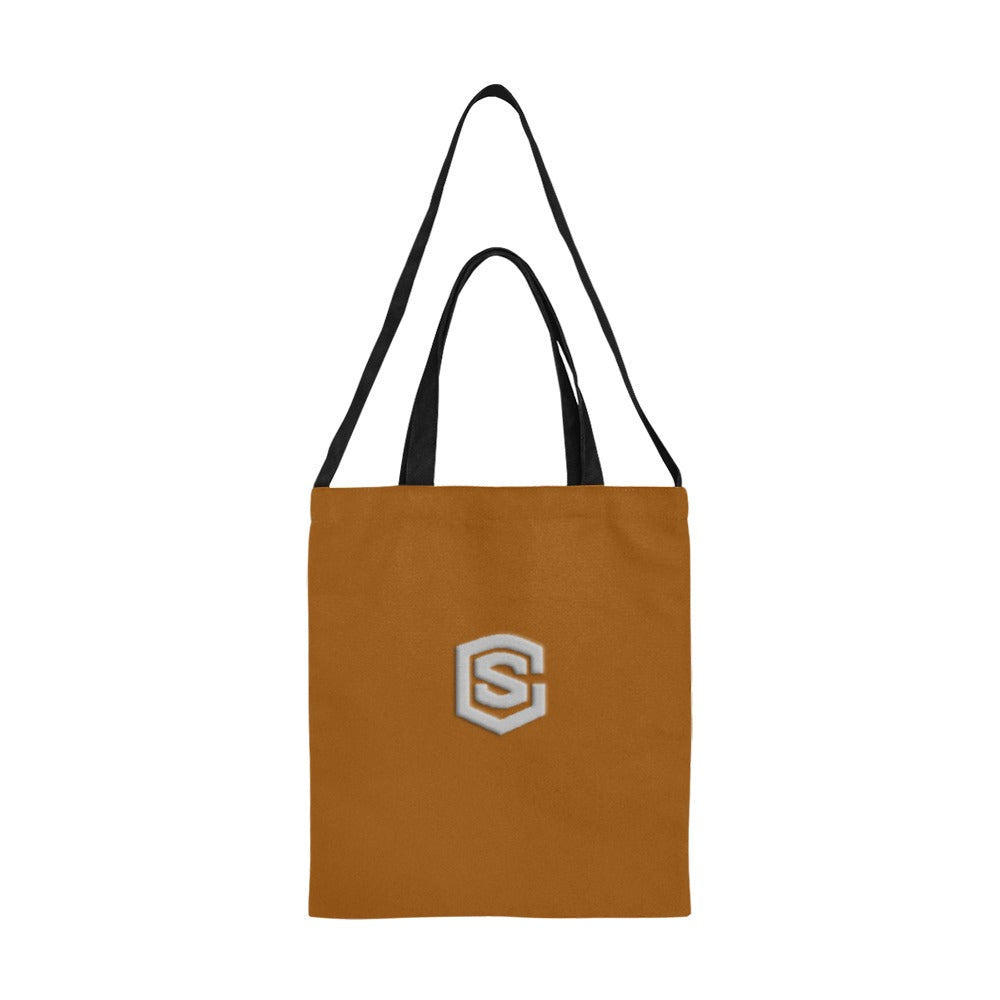 Brown All Over Print Canvas Tote Bag With Silver Logo All Over Print Canvas Tote Bag(Model1698)(Medium)