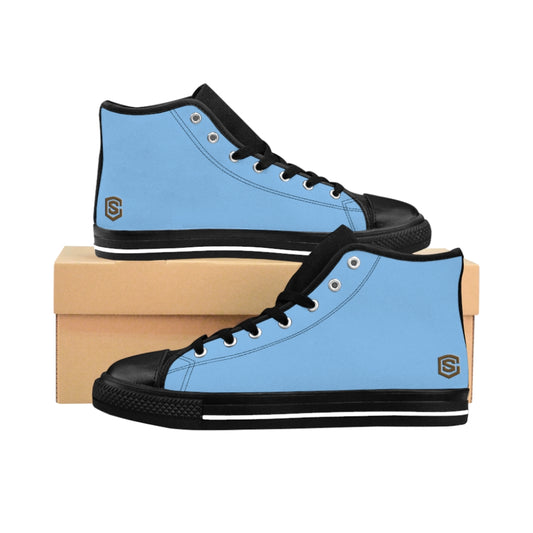 blue Women's High-top Sneakers brown logo