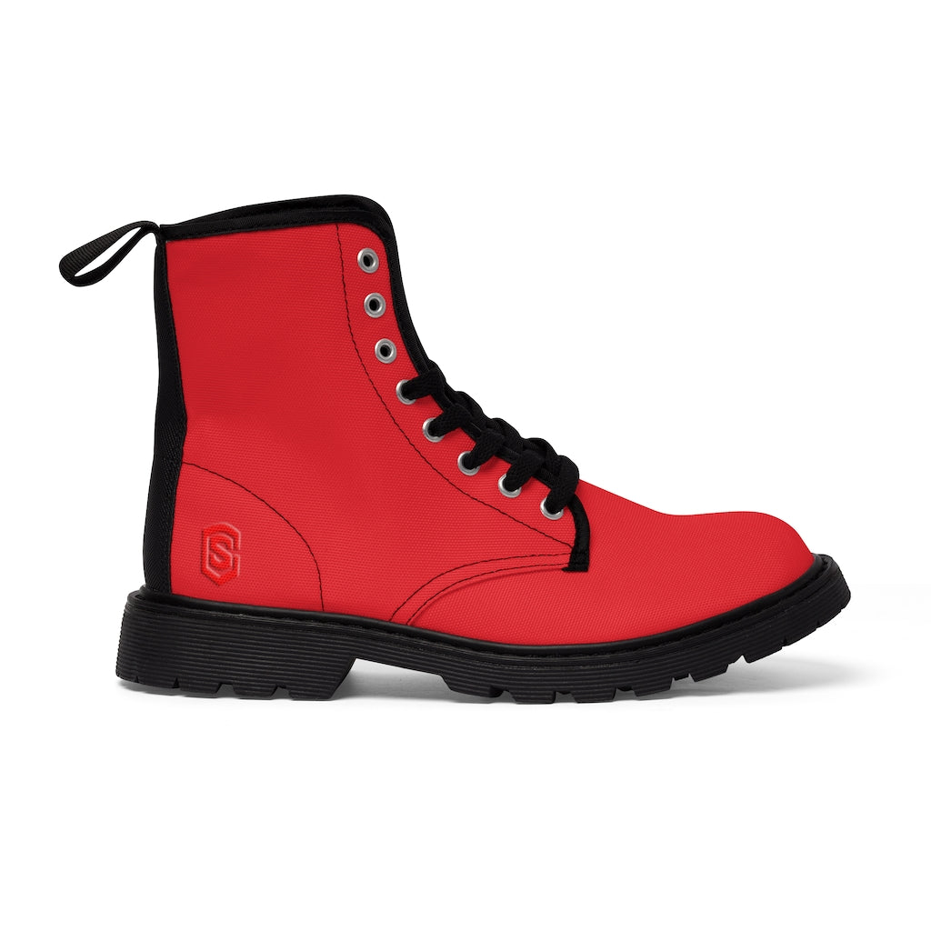 Red Men's Canvas Boots Red Logo