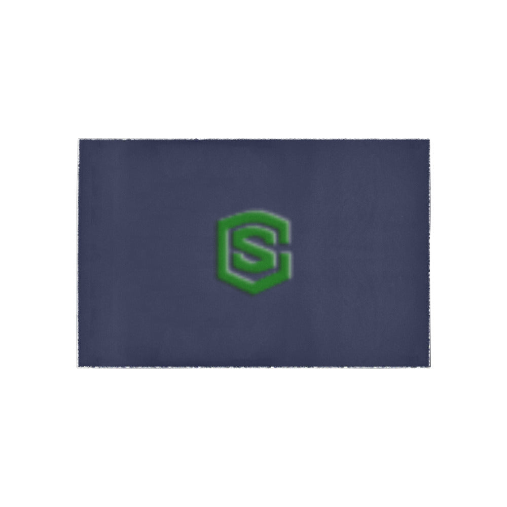 Blue Area Rug Green Logo Area Rug 5' x 3.2'