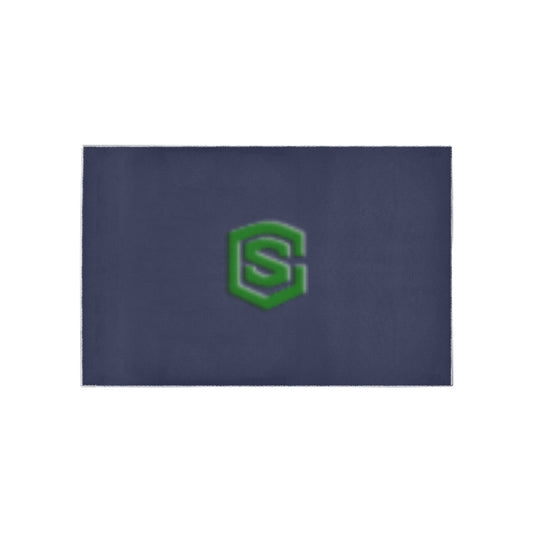 Blue Area Rug Green Logo Area Rug 5' x 3.2'