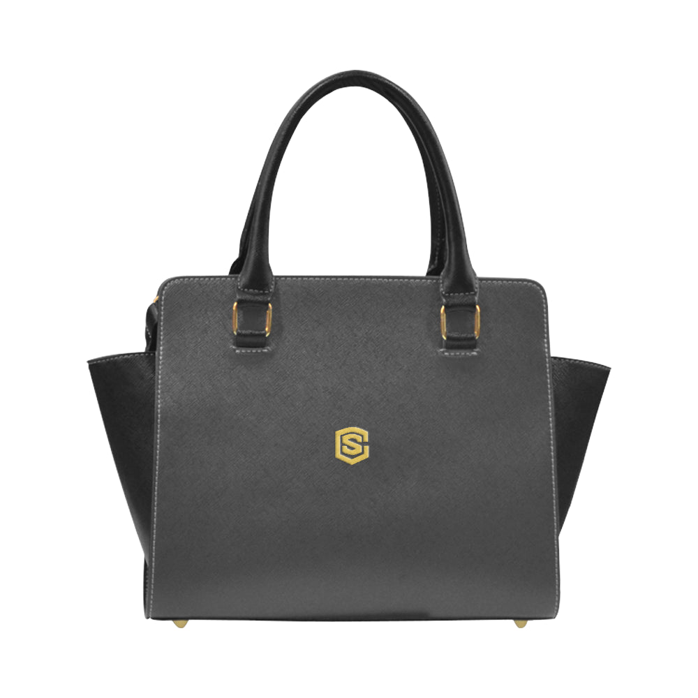GRAY CLASSIC SHOULDER HANDBAG gold logo Classic Shoulder Handbag (Model 1653)