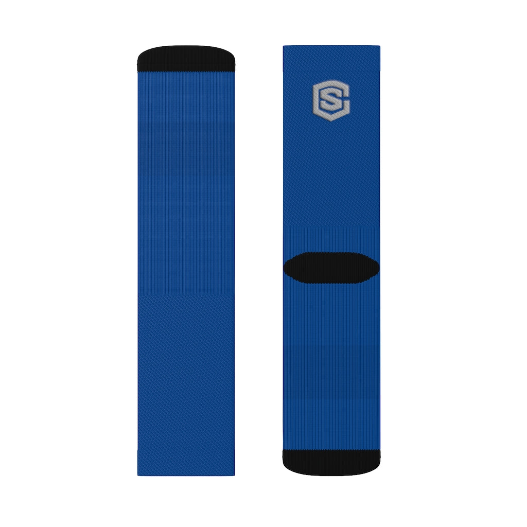 Blue Sublimation Socks Silver Logo