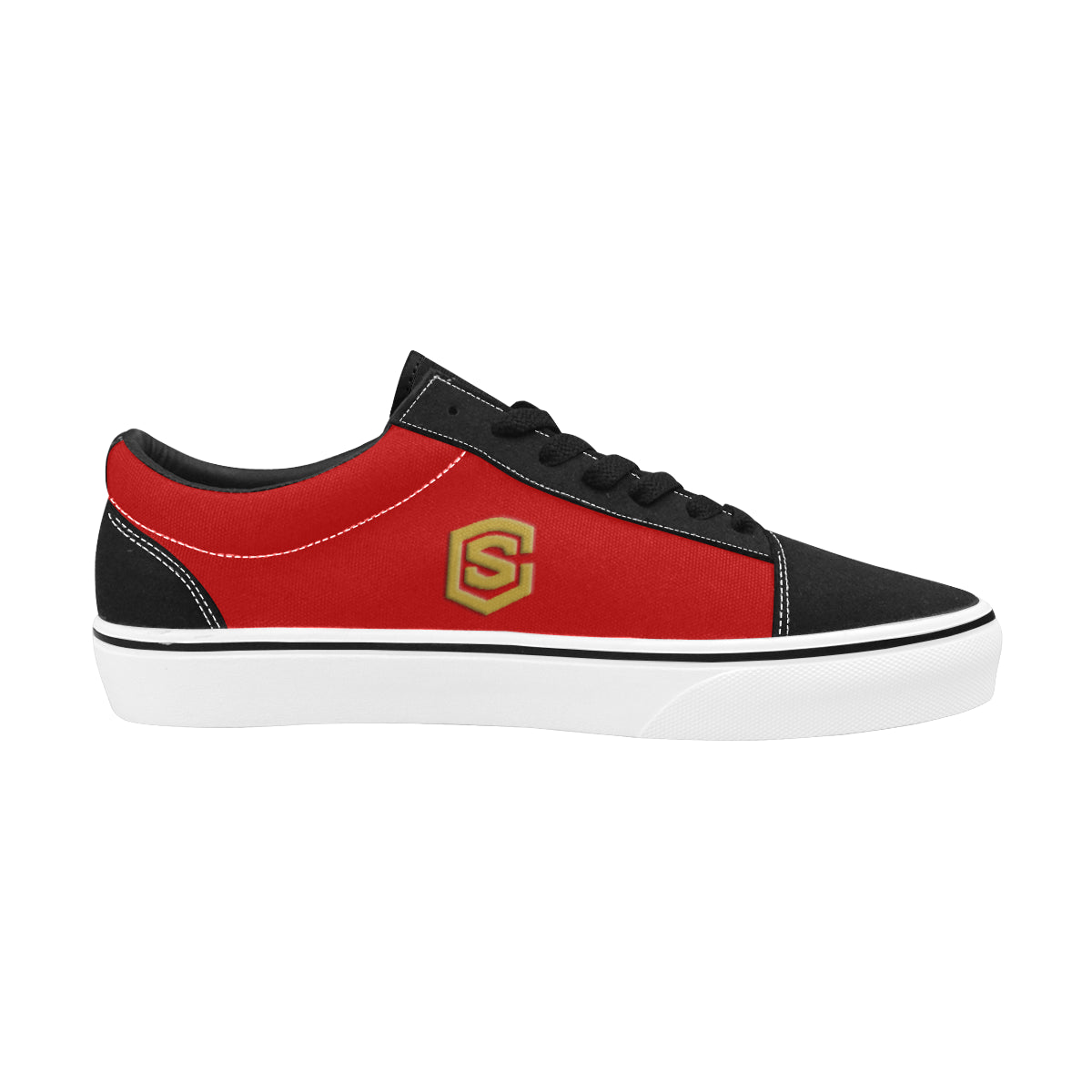 gold logo Men's Low Top Skateboarding Shoes (Model E001-2)