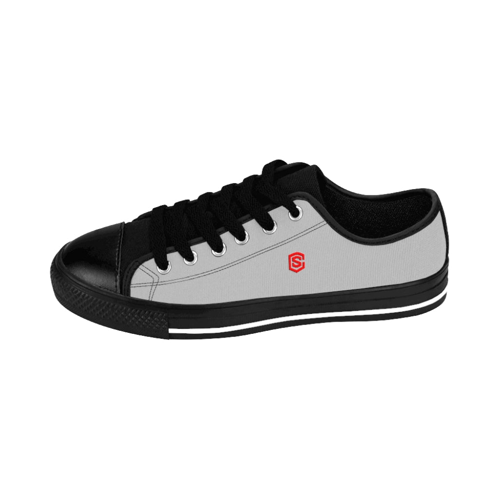 grey Men's Sneakers - red logo