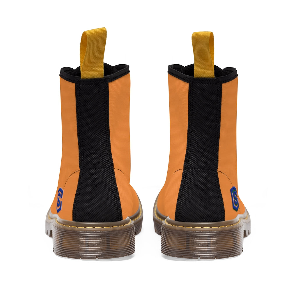 Orange Men's Canvas Boots Blue Logo