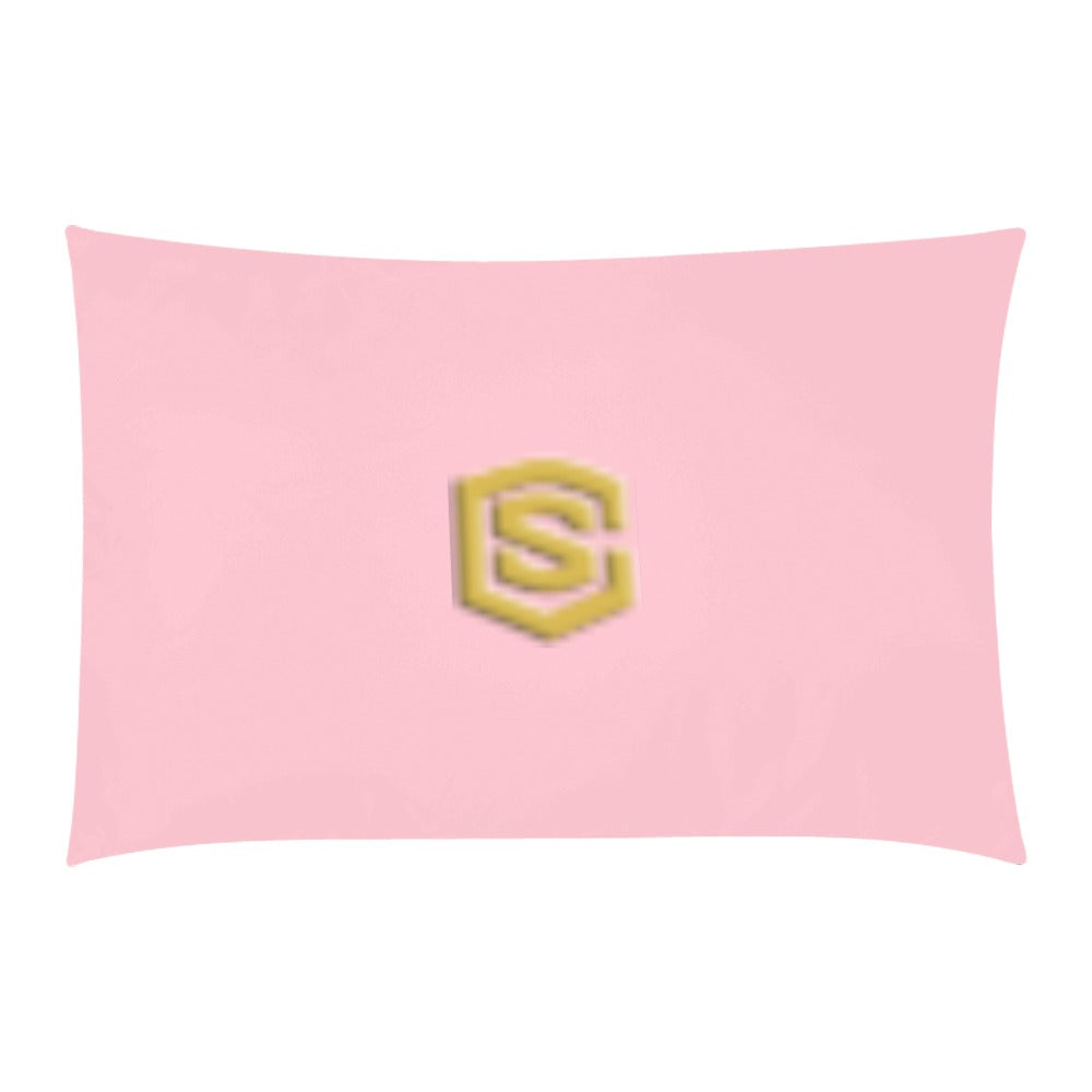 Pink 3-Piece Bedding Set (1 Duvet Cover 86"x70"; 2 Pillowcases 20"x30")(One Side) wtih Gold Logo 3-Piece Bedding Set (1 Duvet Cover 86"x70"; 2 Pillowcases 20"x30")(One Side)