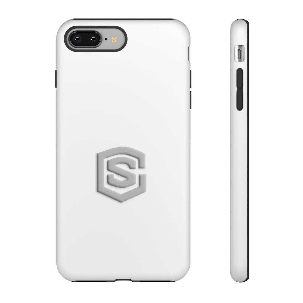 White Tough Cases Silver Logo