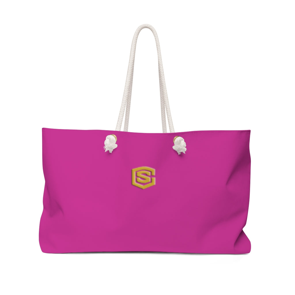 Pink Weekender Bag Gold Logo