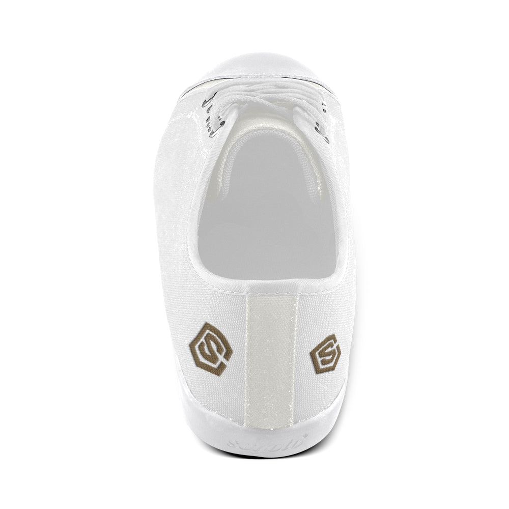 brown logo Women's Canvas Shoes (Model 016)