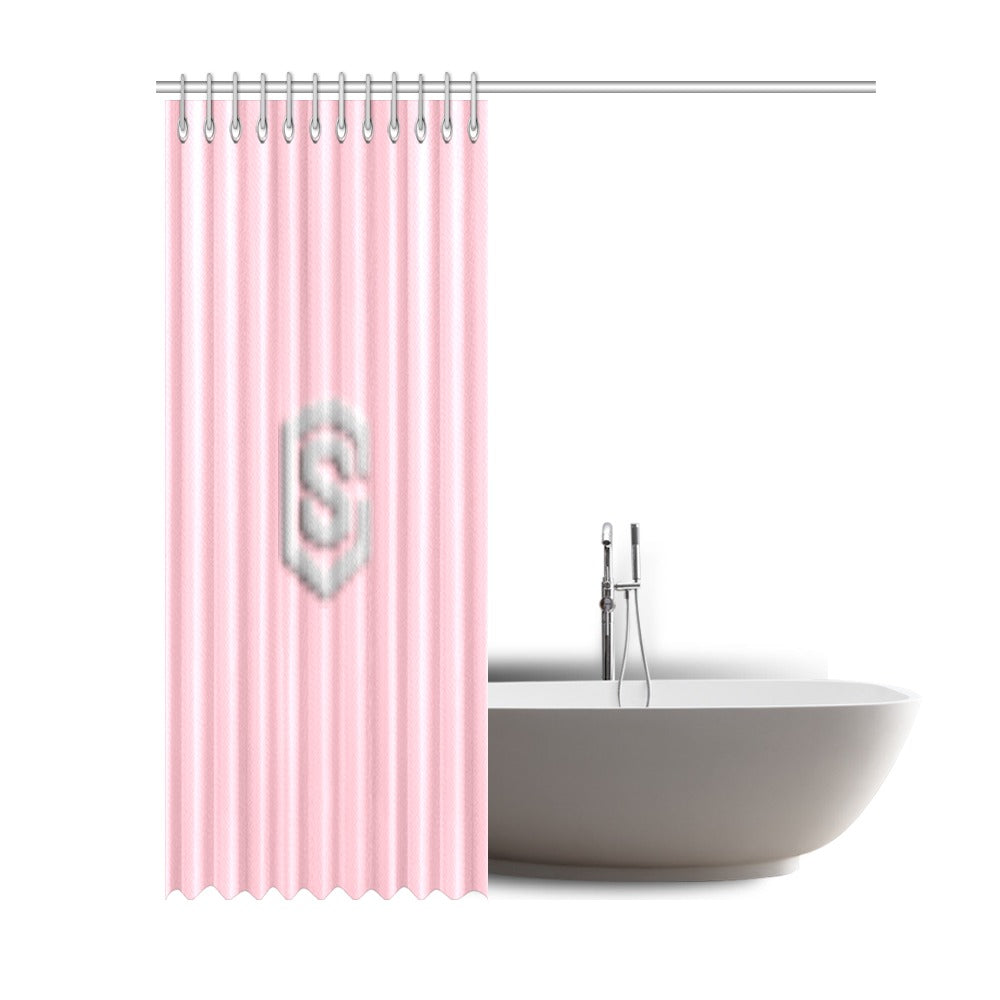 Pink Shower Curtain 69"x84" with Silver Logo Shower Curtain 69"x84"