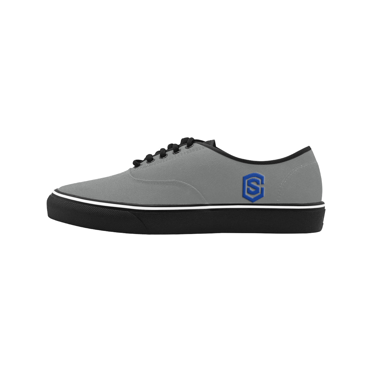 blue logo Classic Men's Canvas Low Top Shoes/Large (Model E001-4)