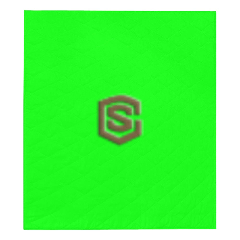 Green Custom Quilt with Brown Logo Custom Quilt  70" x 80"