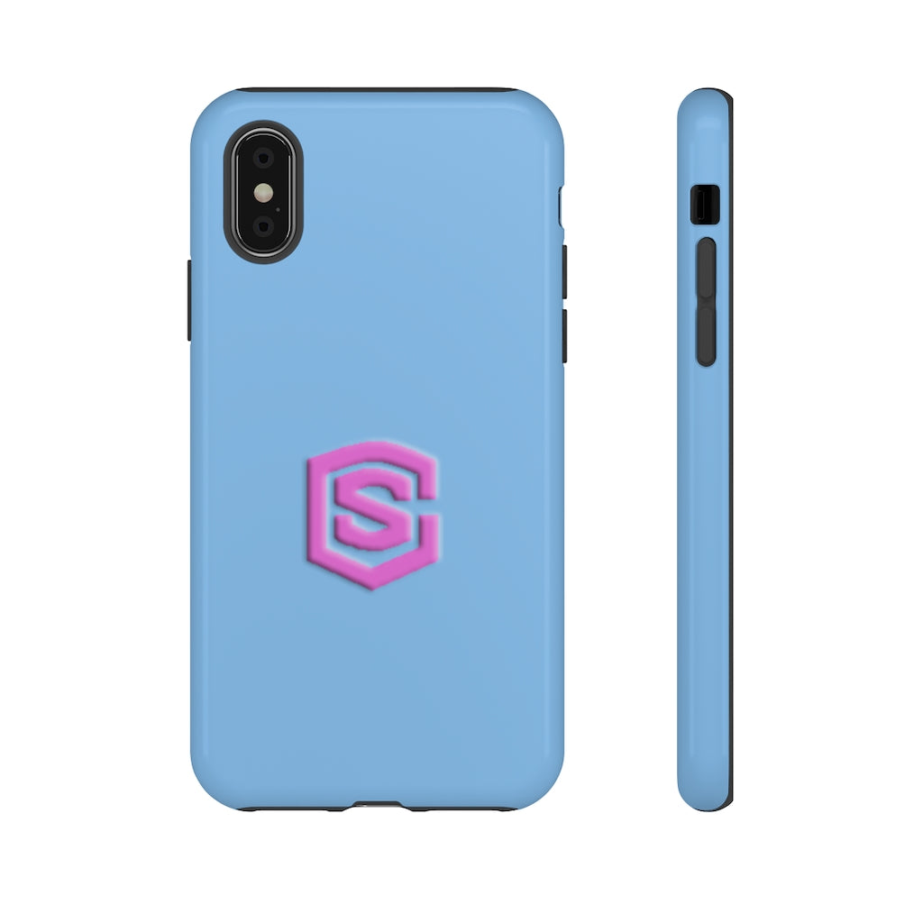 Blue Tough Cases Pink Logo