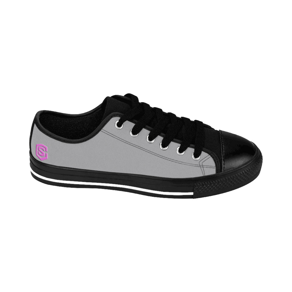 grey  Women's Sneakers Pink logo