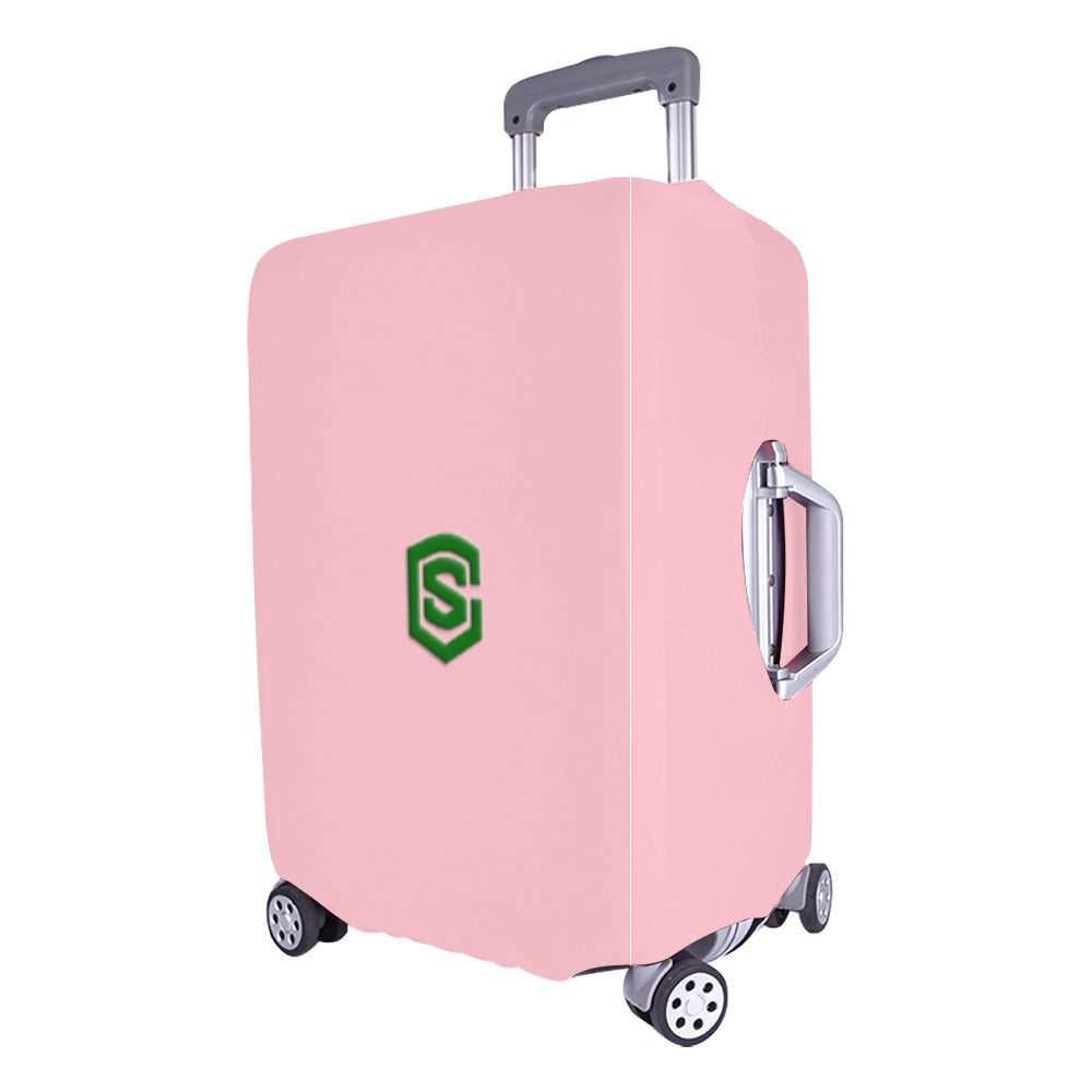 PINK LUGGAGE COVER WITH GREEN  LOGO Luggage Cover (Large Size) (26"-28")