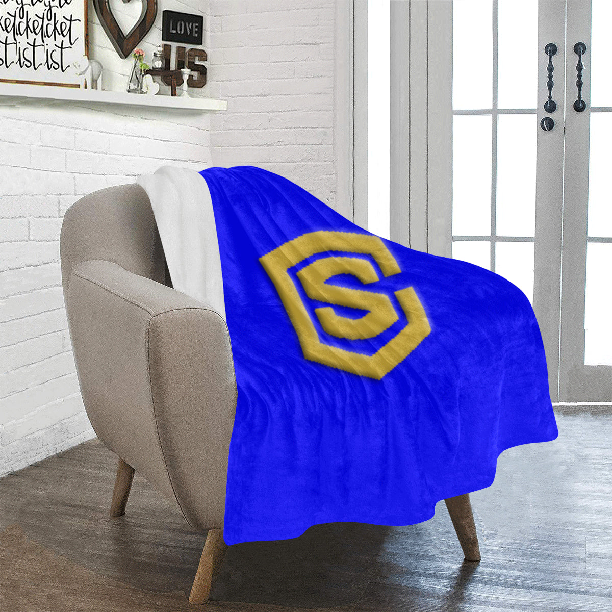Blue Ultra-Soft Micro Fleece Blanket with Gold Logo Ultra-Soft Micro Fleece Blanket 30"x40"