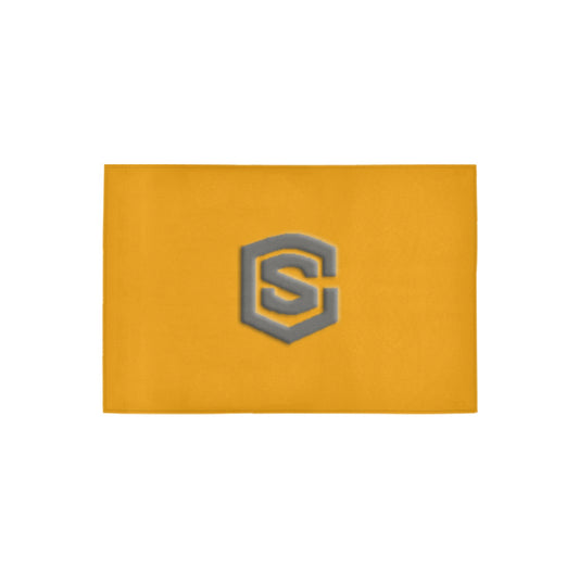 Orange Door Mat with Gray Logo Doormat 24" x 16" (Sponge Material)