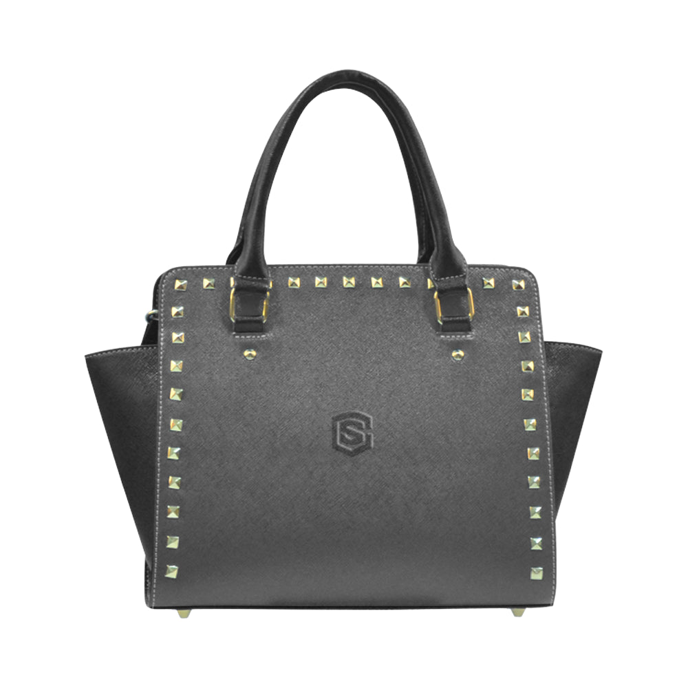 BLACK RIVET SHOULDER HANDBAG black logo Rivet Shoulder Handbag (Model 1645)