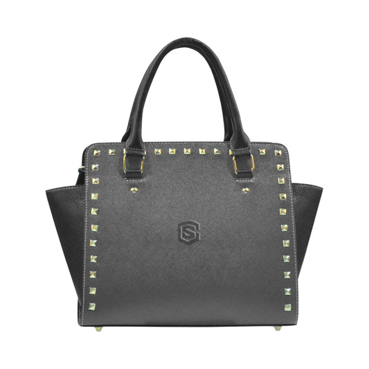 BLACK RIVET SHOULDER HANDBAG black logo Rivet Shoulder Handbag (Model 1645)