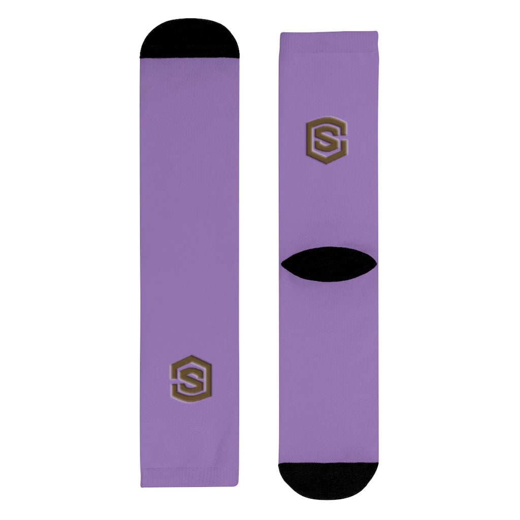 Purple Sublimation Crew Socks (EU) Brown Logo