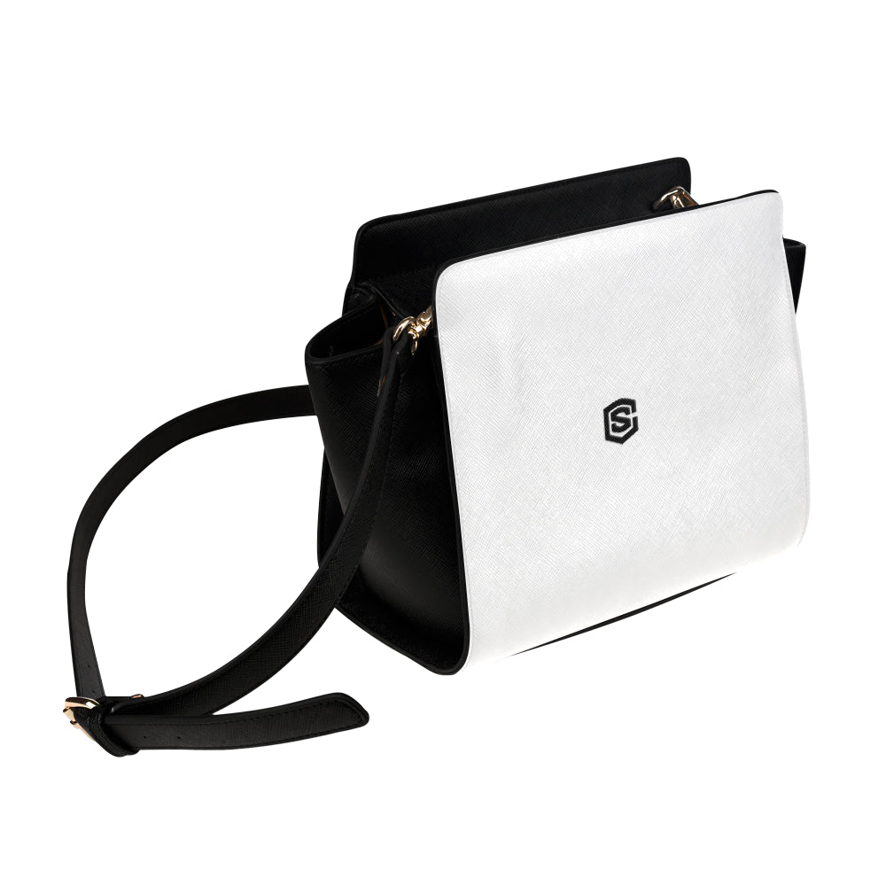 LIGHT GRAY SATCHEL BAG black logo Satchel Bag (Model 1635)