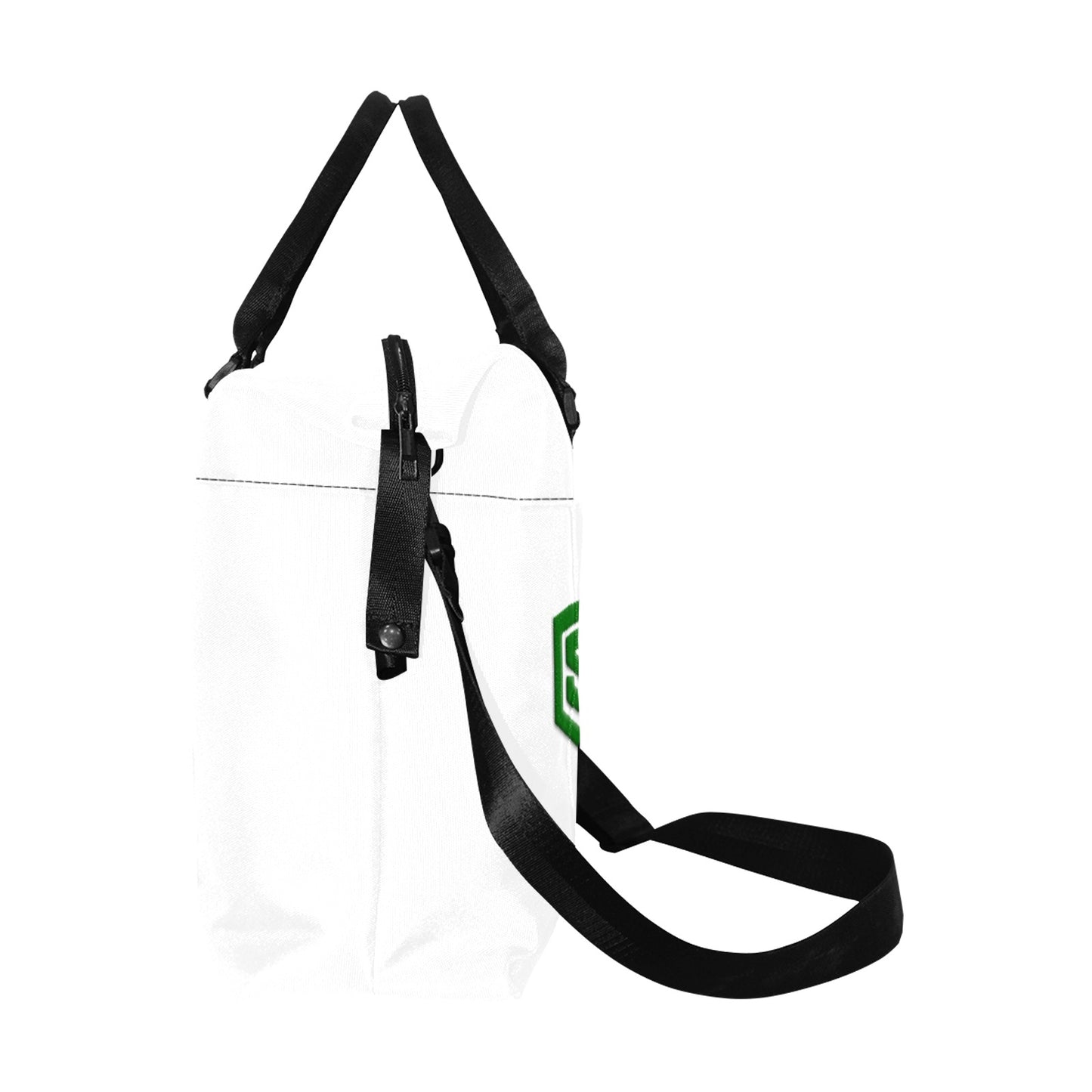 White Large Capacity Duffle Bag With Green Logo Large Capacity Duffle Bag(Model1715)