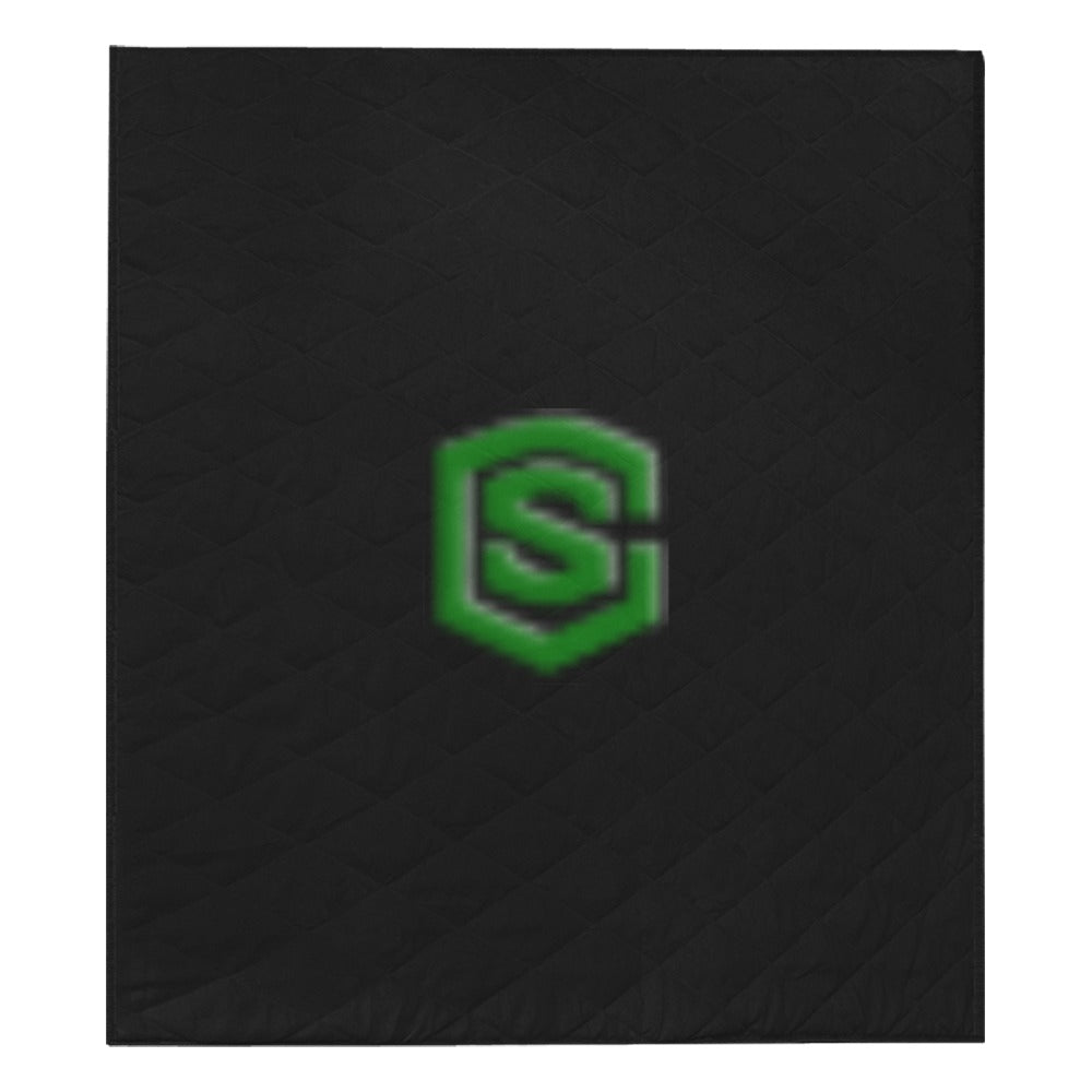 Black Quilt with Green Logo Custom Quilt  70" x 80"