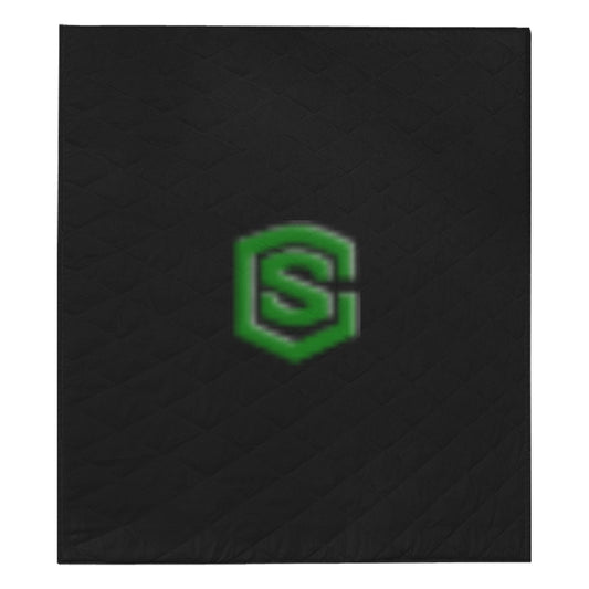 Black Quilt with Green Logo Custom Quilt  70" x 80"