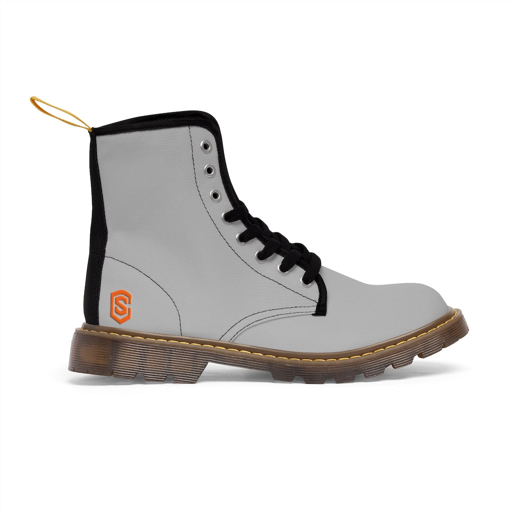 Silver Men's Canvas Boots Orange Logo