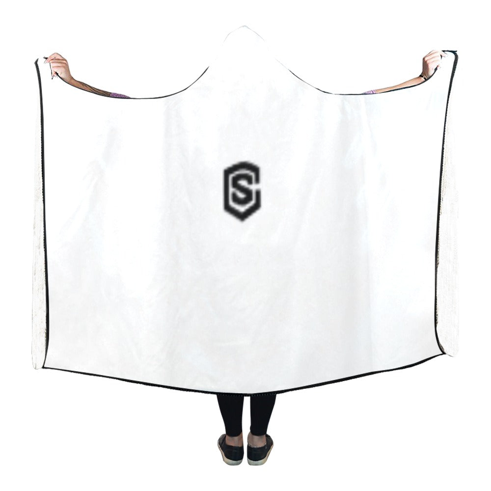 WHITE Hooded Blanket WHITH BLACK LOGO Hooded Blanket 80"x56"