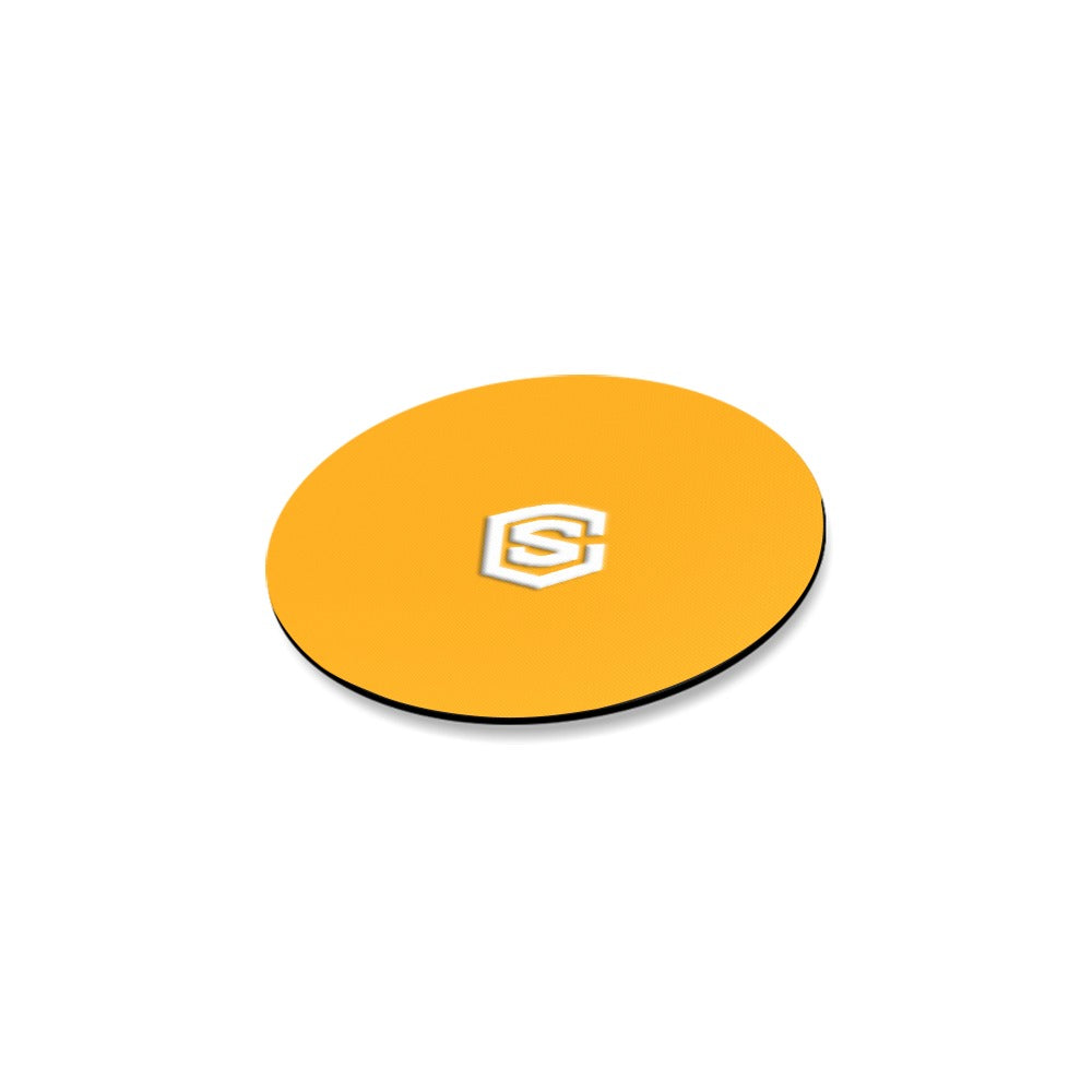Orange Round Coaster with White Logo Round Coaster